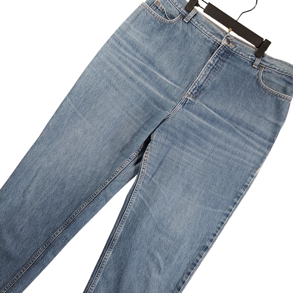 Lands End Jeans Women 18 Regular Blue High Rise Straight Leg 100% Cotton 34x29
